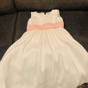 Kids white dress with pink bow in the back